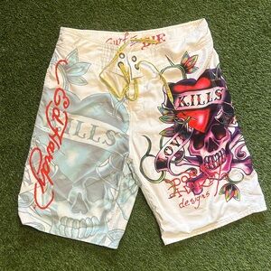 RARE Ed Hardy Vintage Y2K Surf Swim Shorts Cargo